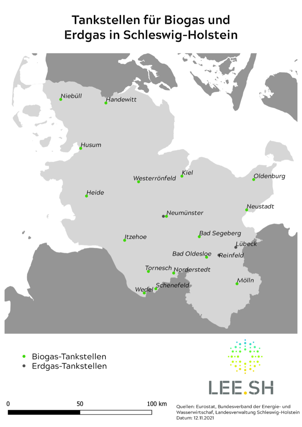 Biogas- und Erdgas-Tankstellen in SH